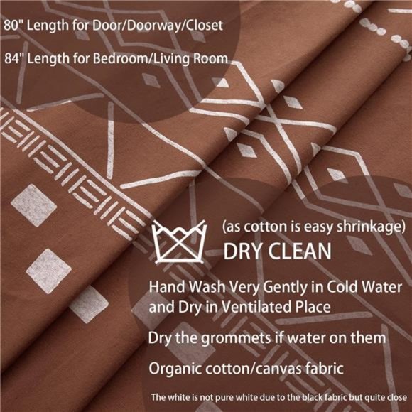 Rust Fall Curtains 84 Inch Length for Living Room,Semi Sheer/Blackout,Mudcloth - Picture 4 of 6